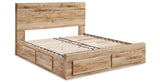 Hyanna Queen Panel Storage Bed with Mirrored Dresser and 2 Nightstands in Tan Brown from Ashley - Luna Furniture