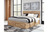 Hyanna Tan Brown Queen Storage Platform Bed with 4 Drawers from Ashley - Luna Furniture