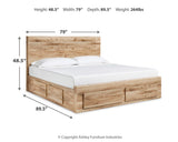Hyanna Tan Brown King Storage Platform Bed with 4 Drawers