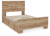 Hyanna Tan Brown Full Storage Platform Bed with 4 Drawers from Ashley - Luna Furniture