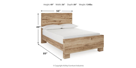 Hyanna Full Panel Bed with Mirrored Dresser and 2 Nightstands in Tan Brown from Ashley - Luna Furniture