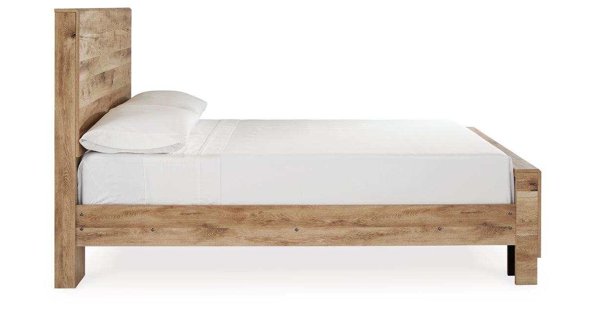 Hyanna Full Panel Bed with Mirrored Dresser and Nightstand in Tan Brown from Ashley Furniture - Luna Furniture