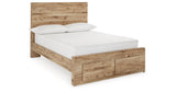 Hyanna Full Panel Storage Bed with Mirrored Dresser in Tan Brown from Ashley Furniture - Luna Furniture