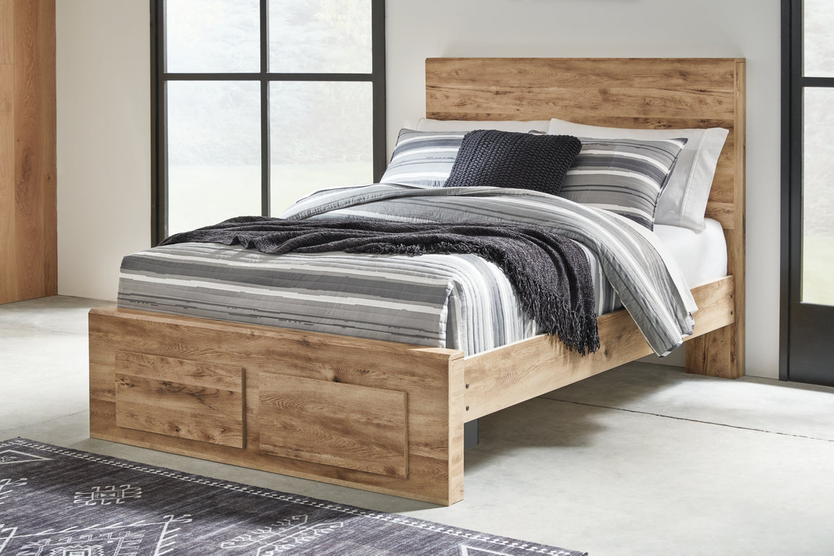 Hyanna Full Panel Storage Bed with Mirrored Dresser in Tan Brown from Ashley Furniture - Luna Furniture