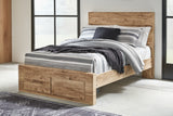 Hyanna Full Panel Storage Bed with Mirrored Dresser in Tan Brown from Ashley Furniture - Luna Furniture