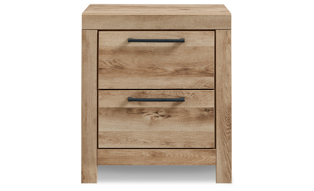 Hyanna Twin Panel Bed with Storage with Mirrored Dresser and 2 Nightstands in Tan Brown from Ashley - Luna Furniture