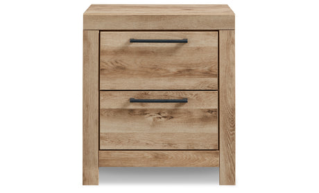 Hyanna Twin Panel Bed with Storage with Mirrored Dresser and 2 Nightstands in Tan Brown from Ashley Furniture - Luna Furniture