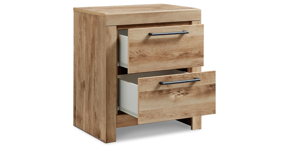 Hyanna Twin Panel Bed with Storage with Mirrored Dresser and 2 Nightstands in Tan Brown from Ashley - Luna Furniture