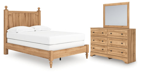 Aleaport Full Panel Bed with Mirrored Dresser in Warm Brown from Ashley - Luna Furniture