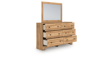 Aleaport Warm Brown Dresser and Mirror from Ashley - Luna Furniture