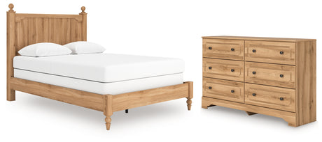 Aleaport Queen Panel Bed with Dresser in Warm Brown from Ashley - Luna Furniture