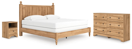 Aleaport King Panel Bed with Dresser and Nightstand in Warm Brown from Ashley - Luna Furniture