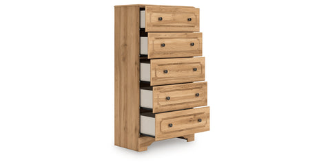 Aleaport King Panel Bed with Dresser and Chest in Warm Brown from Ashley - Luna Furniture
