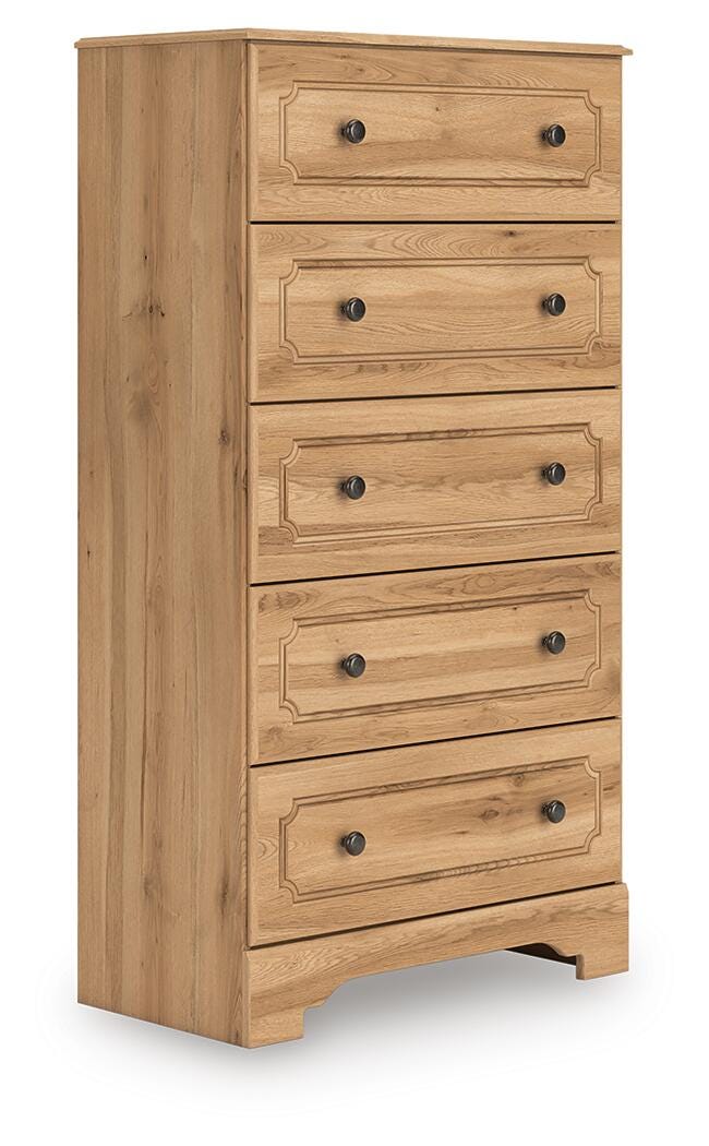 Aleaport Warm Brown Full Panel Bed, Dresser, Mirror, Chest and Nightstand
