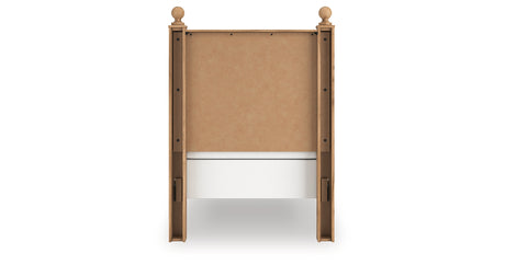 Aleaport Twin Panel Bed with Mirrored Dresser and Nightstand in Warm Brown from Ashley - Luna Furniture