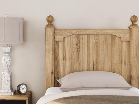 Aleaport Twin Panel Bed with Mirrored Dresser and Nightstand in Warm Brown from Ashley - Luna Furniture