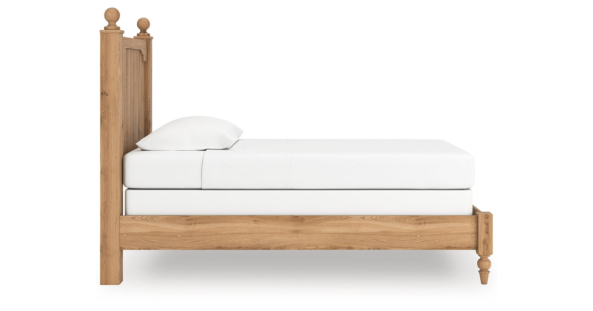 Aleaport Twin Panel Bed with Mirrored Dresser and Nightstand in Warm Brown from Ashley Furniture - Luna Furniture