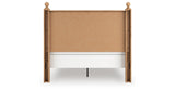 Aleaport Queen Panel Bed with Mirrored Dresser and Nightstand in Warm Brown from Ashley Furniture - Luna Furniture