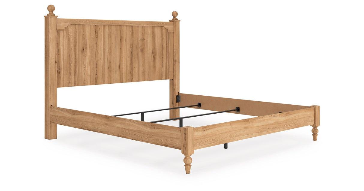 Aleaport Warm Brown King Panel Bed, Dresser, Mirror and Nightstand from Ashley - Luna Furniture