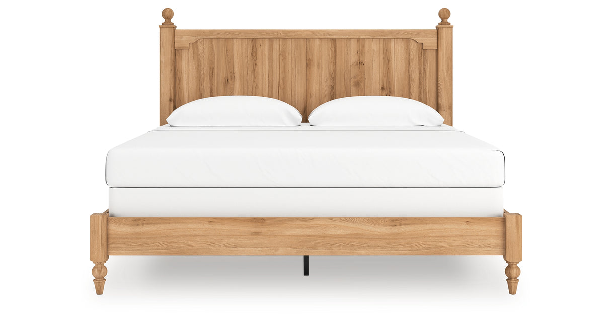 Aleaport Warm Brown King Panel Bed, Dresser, Mirror and Nightstand from Ashley - Luna Furniture