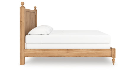 Aleaport Warm Brown King Panel Bed, Dresser, Mirror and Nightstand from Ashley - Luna Furniture