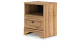 Aleaport Warm Brown King Panel Bed, Dresser, Mirror and Nightstand from Ashley - Luna Furniture