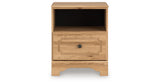 Aleaport Warm Brown King Panel Bed, Dresser, Mirror and Nightstand from Ashley - Luna Furniture