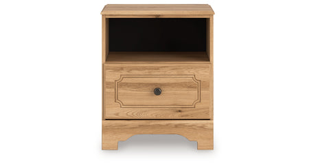 Aleaport King Panel Bed with Dresser and Nightstand in Warm Brown from Ashley - Luna Furniture