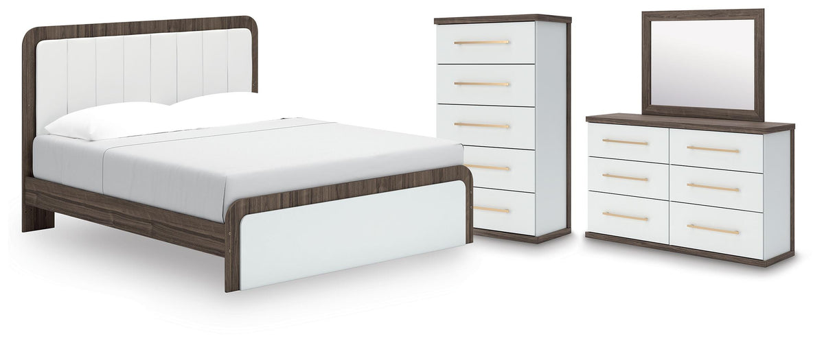 Kendanport King Upholstered Bed, Dresser, Mirror and Chest from Ashley - Luna Furniture