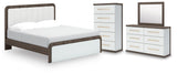 Kendanport King Upholstered Bed, Dresser, Mirror and Chest from Ashley - Luna Furniture