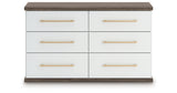 Kendanport White/Brown Queen Upholstered Bed, Dresser and Nightstand from Ashley Furniture - Luna Furniture