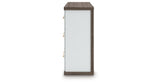 Kendanport White/Brown Queen Upholstered Bed, Dresser and Nightstand from Ashley Furniture - Luna Furniture