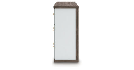 Kendanport White/Brown Queen Upholstered Bed, Dresser and Nightstand from Ashley Furniture - Luna Furniture