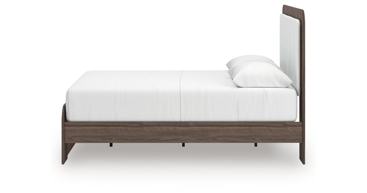 Kendanport White/Brown Queen Upholstered Bed, Dresser and Nightstand from Ashley Furniture - Luna Furniture