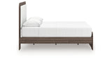 Kendanport White/Brown Queen Upholstered Bed and 2 Nightstands from Ashley - Luna Furniture