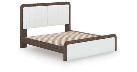 Kendanport White/Brown King Upholstered Bed, Dresser and Nightstand from Ashley Furniture - Luna Furniture