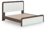 Kendanport Brown/White King Upholstered Bed, Dresser and Mirror from Ashley Furniture - Luna Furniture