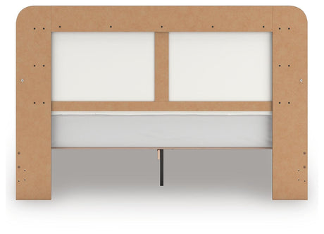 Kendanport Brown/White King Upholstered Bed, Dresser and Mirror from Ashley Furniture - Luna Furniture