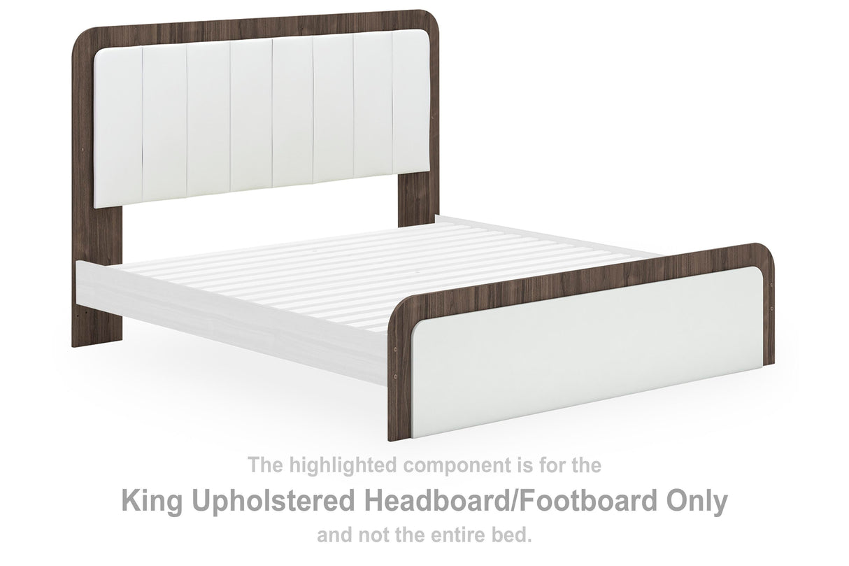 Kendanport Brown/White King Upholstered Headboard/Footboard from Ashley Furniture - Luna Furniture