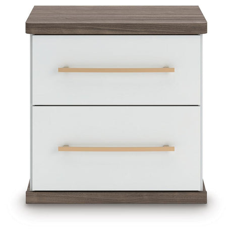 Kendanport White/Brown Queen Upholstered Bed and 2 Nightstands from Ashley - Luna Furniture