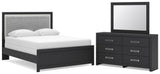 Maeling Queen Upholstered Panel Bed, Dresser and Mirror from Ashley - Luna Furniture