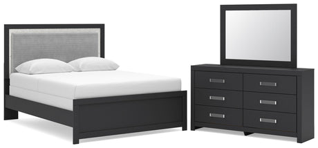 Maeling Queen Upholstered Panel Bed, Dresser and Mirror from Ashley - Luna Furniture