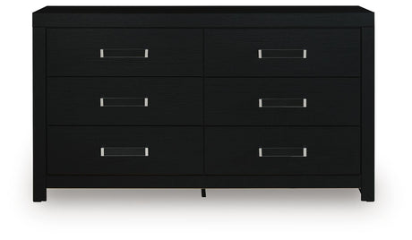 Maeling Black Queen Upholstered Panel Bed, Dresser and Nightstand from Ashley - Luna Furniture