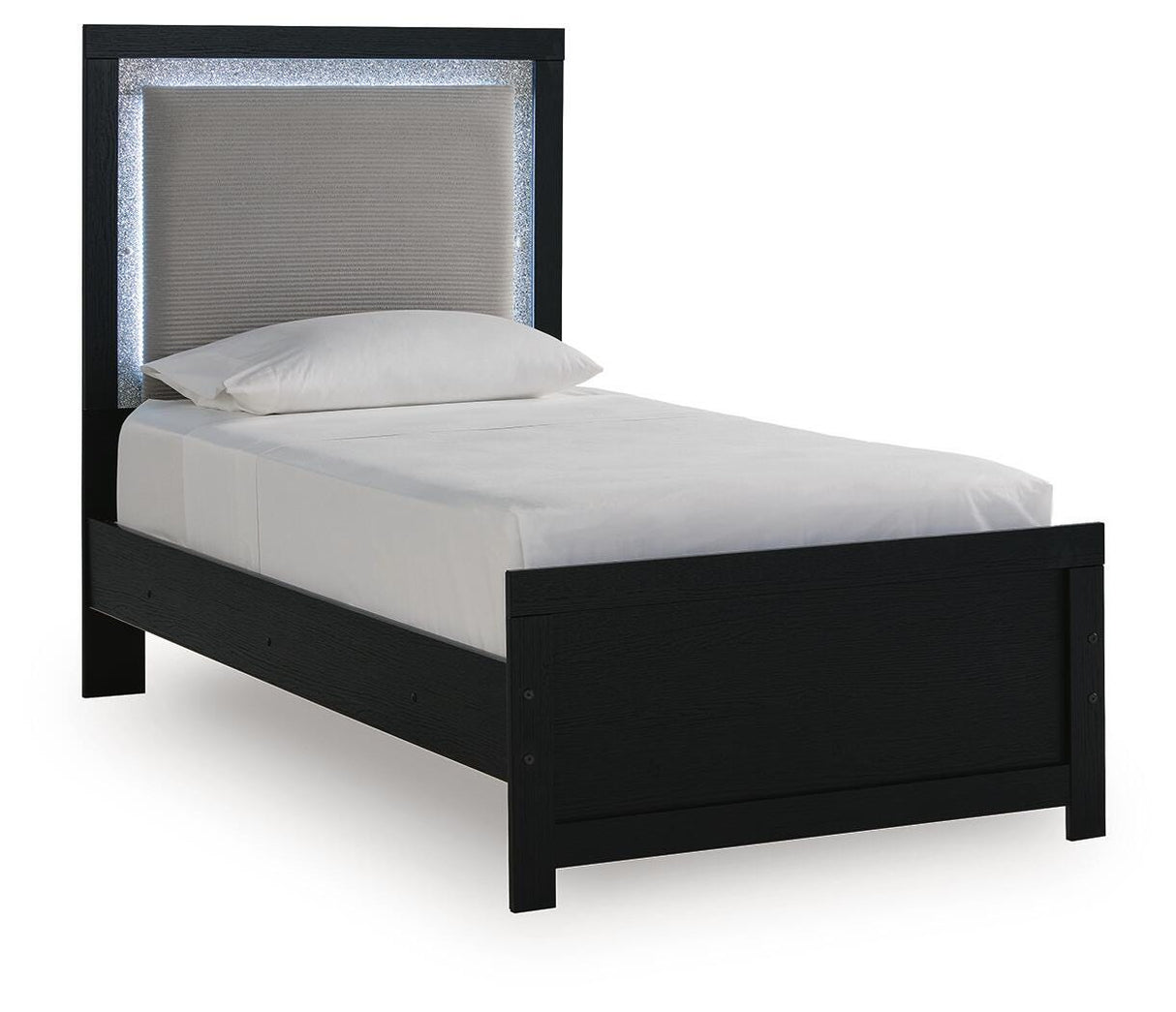 Maeling Black Twin Upholstered Panel Bed from Ashley - Luna Furniture
