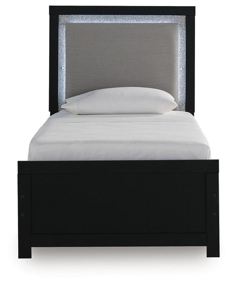 Maeling Black Twin Upholstered Panel Bed from Ashley - Luna Furniture