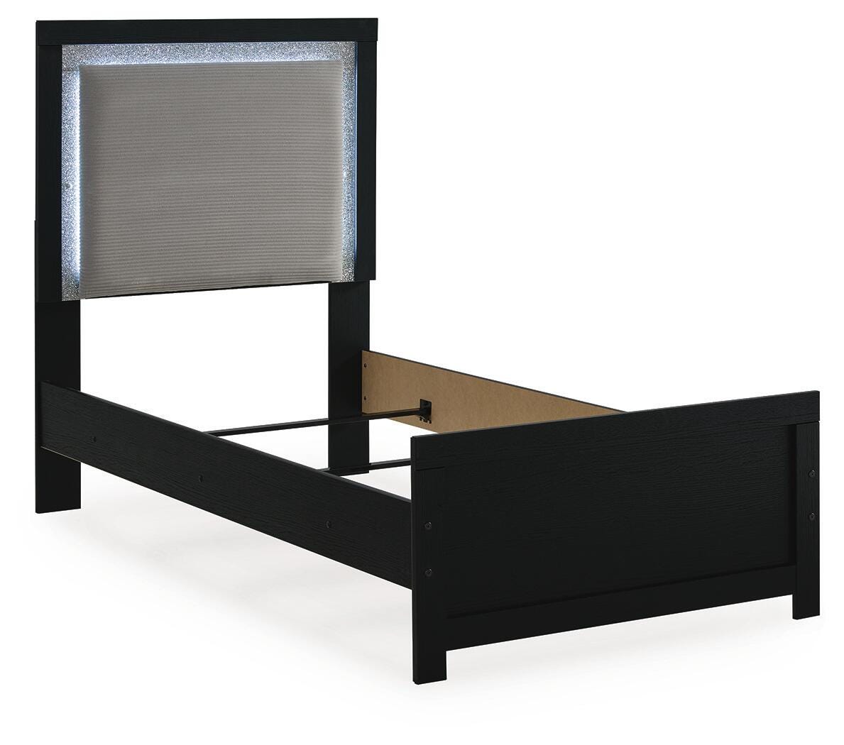 Maeling Black Twin Upholstered Panel Bed from Ashley - Luna Furniture