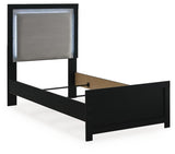 Maeling Black Twin Upholstered Panel Bed from Ashley - Luna Furniture