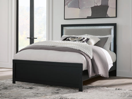 Maeling Black Queen Upholstered Panel Bed from Ashley - Luna Furniture