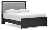 Maeling Black Queen Panel Bed, Dresser, Mirror and Nightstand