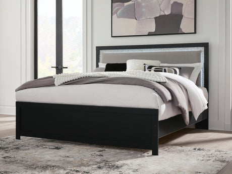 Maeling Black King Upholstered Panel Bed from Ashley - Luna Furniture